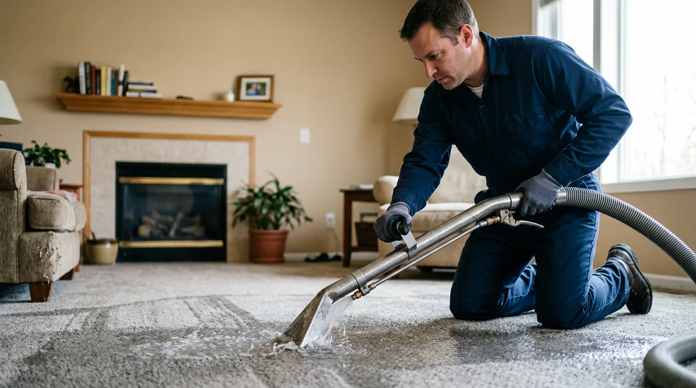 Water damage restoration technician working near Coachella, CA